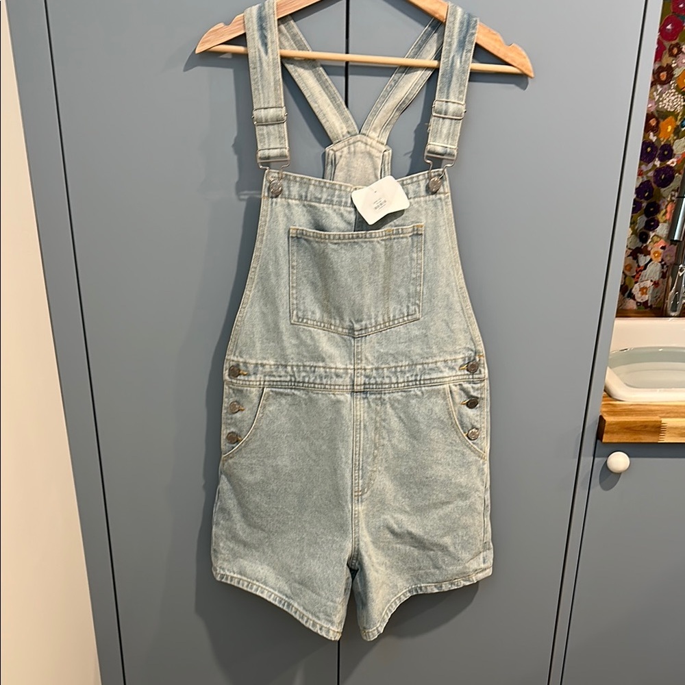 NWT Light Wash Denim Short Overalls for Women